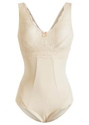 Body shape bez fiszbinów, średni stopień modelowania sylwetki. Brązowe body bonprix, bez wzorów. Za 139.99 zł.