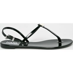 Karl Lagerfeld - Sandały. Białe sandały KARL LAGERFELD, bez wzorów, z materiału, bez obcasa, na obcasie, bez zapięcia. W wyprzedaży za 249.90 zł.