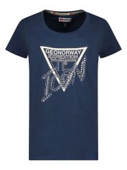 Geographical Norway Koszulka "Jalimar" w kolorze granatowym rozmiar: XL. Niebieskie bluzki Geographical Norway, xl, bez wzorów, bez kołnierzyka, bez ramiączek. Za 61.89 zł.