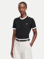 Beverly Hills Polo Club T-Shirt P-SS26W-TS0104 Czarny Regular Fit. Czarne koszulki polo Beverly Hills Polo Club, m, bez wzorów, z bawełny, bez kołnierzyka, bez ramiączek. Za 118.99 zł.