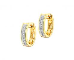 Kolczyki z żółtego złota z diamentami - koła - 0,06 ct - próba 585. Żółte kolczyki Apart, z diamentem, złote. Za 3,090.00 zł.