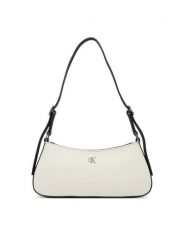 Calvin Klein Torebka Ck Canvas Small Shoulder Bag LV04F3347G Biały. Białe torebki klasyczne Calvin Klein, bez wzorów, z materiału, bez dodatków. Za 409.99 zł.