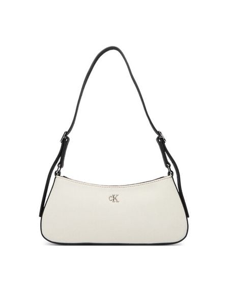 Calvin Klein Torebka Ck Canvas Small Shoulder Bag LV04F3347G Biały. Białe torebki klasyczne Calvin Klein, bez wzorów, z materiału, bez dodatków. Za 409.99 zł.