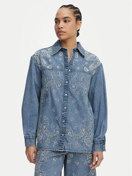 Liu Jo Koszula jeansowa UA6145 D0313 Niebieski Regular Fit. Niebieskie koszule Liu Jo, bez wzorów, z bawełny, bez kołnierzyka, bez ramiączek. Za 445.99 zł.