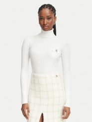 Elisabetta Franchi Golf MK-05B-66E2-V350 Biały Slim Fit. Białe golfy Elisabetta Franchi, bez wzorów, z lyocellu, bez ramiączek. Za 1,499.00 zł.