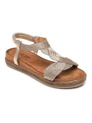 Sixth Sens Sandały w kolorze złotym na koturnie rozmiar: 38. Żółte sandały Sixth Sens, bez wzorów, z otwartym noskiem, bez obcasa, na koturnie, bez zapięcia. Za 121.99 zł.