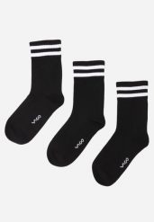 Czarne 3-pack Skarpety za Kostkę z Bawełną i Ozdobnymi Paskami Jellik. Czarne skarpety Renee, bez wzorów, z bawełny. Za 29.99 zł.
