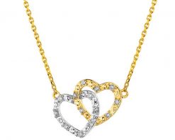 Naszyjnik z żółtego złota z diamentami - serca - 0,04 ct - próba 375. Żółte naszyjniki Apart, z diamentem, złote. Za 1,490.00 zł.