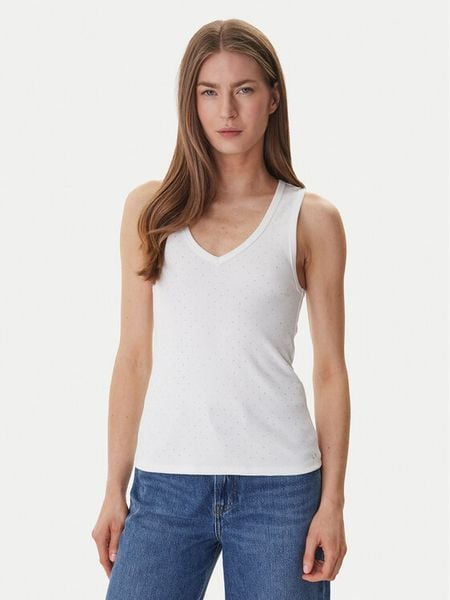 DKNY Top DJ6T1730 Biały Slim Fit. Białe topy DKNY, m, bez wzorów, z syntetyku, bez kołnierzyka, bez ramiączek. Za 144.99 zł.
