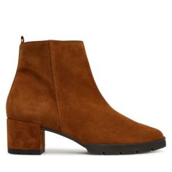 Botki HÖGL. Brązowe botki Högl, bez wzorów, bez obcasa, na słupku, bez zapięcia. Za 799.99 zł.