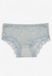 Jasnoniebieskie Bawełniane Majtki Figi z Koronką Wexne. Niebieskie figi Born2be, l, bez wzorów, z bawełny. Za 4.99 zł.