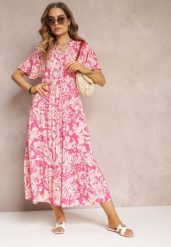 Różowa Sukienka Humina. Czerwone sukienki Renee, na co dzień, l, bez wzorów, z wiskozy, eleganckie, bez kołnierzyka, bez ramiączek, midi, rozkloszowane. Za 59.99 zł.