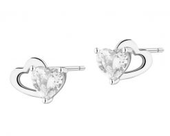 Kolczyki srebrne z cyrkoniami - serca. Szare kolczyki Apart, z cyrkonią, srebrne. Za 129.00 zł.