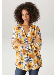 Aniston Bluzka w kolorze żółto-granatowym rozmiar: 36. Żółte bluzki Aniston, bez wzorów, z wiskozy, bez kołnierzyka, bez ramiączek. Za 130.99 zł.