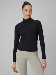 4F Bluza treningowa slim szybkoschnąca damska - czarna XL. Czarne bluzy 4f, l, bez wzorów, bez kaptura. Za 179.99 zł.