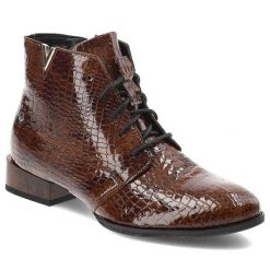 Brązowe Botki Maciejka Damskie Stylowe Obuwie Skórzane. Brązowe botki Maciejka, bez wzorów, ze skóry, bez obcasa, na obcasie, bez zapięcia. Za 379.00 zł.