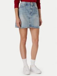 Tommy Hilfiger Spódnica jeansowa WW0WW50007 Niebieski Regular Fit. Niebieskie spódnice TOMMY HILFIGER, m, bez wzorów, z bawełny. Za 409.99 zł.