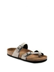 Birkenstock Japonki w kolorze szarym rozmiar: 39. Szare klapki Birkenstock, bez wzorów, z materiału, z otwartym noskiem, bez obcasa. Za 191.88 zł.