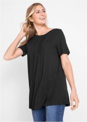 T-shirt o linii litery A, krótki rękaw. Czarne t-shirty bonprix, bez wzorów, bez kołnierzyka, bez ramiączek. Za 62.99 zł.