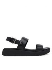 Aldo Sandały Silyia 13543044 Czarny. Czarne sandały Aldo, bez wzorów, ze skóry, bez obcasa, na płaskiej podeszwie, bez zapięcia. Za 279.99 zł.