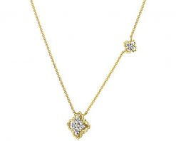 Naszyjnik z żółtego złota z diamentami - kwiaty - 0,02 ct - próba 375. Żółte naszyjniki Apart, z diamentem, złote. Za 1,490.00 zł.