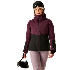 Damska Wodoodporna Kurtka Narciarska Flurry II. Fioletowe kurtki narciarskie Dare 2b, xl, bez wzorów, z materiału, z kapturem, narciarskie. Za 480.99 zł.