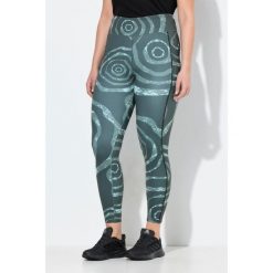 Damskie Legginsy sportowe szybkoschnące kieszenie z recyklingu. Zielone legginsy sportowe Ulla Popken, plus size, bez wzorów, z elastanu. Za 239.99 zł.