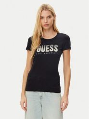 Guess T-Shirt W5GI14 J1314 Czarny Regular Fit. Czarne t-shirty Guess, xl, z aplikacjami, z bawełny, bez kołnierzyka, bez ramiączek. Za 97.00 zł.