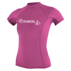 Koszulka do pływania damska O'Neill Basic Skins Rash Guard. Czerwone bluzki O'Neill, l, bez wzorów, sportowe, bez kołnierzyka, bez ramiączek. Za 174.50 zł.