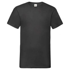 Koszulka Unisex Dla Dorosłych Z Dekoltem W Szpic. Czarne bluzki FRUIT OF THE LOOM, xl, bez wzorów, sportowe, bez kołnierzyka, bez ramiączek. Za 39.99 zł.