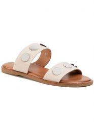 QUAZI Klapki QZ-18-04-000516 Beżowy. Brązowe klapki QUAZI, bez wzorów, ze skóry, bez obcasa. Za 149.99 zł.