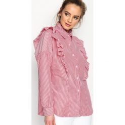 Czerwona Koszula Double Frill. Czerwone koszule Born2be, m, bez wzorów, klasyczne, bez kołnierzyka, bez ramiączek. Za 34.99 zł.