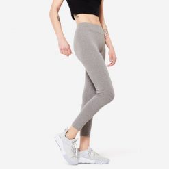 Legginsy fitness damskie Domyos slim. Szare legginsy DOMYOS, s, bez wzorów, z bawełny. Za 49.99 zł.