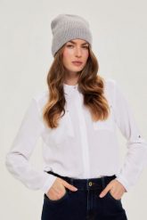 Czapka z dżetami szara. Szare czapki MOODO, bez wzorów, z poliamidu. Za 59.99 zł.
