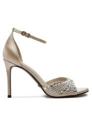 Guess Sandały FLPKBB SAT03 Beżowy. Brązowe sandały Guess, z aplikacjami, z materiału, bez obcasa, na szpilce, bez zapięcia. Za 569.99 zł.