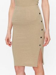 Guess Spódnica ołówkowa Edna W3GD99 KBPF0 Beżowy Slim Fit. Brązowe spódnice Guess, m, z aplikacjami, z syntetyku, ołówkowe. Za 199.99 zł.