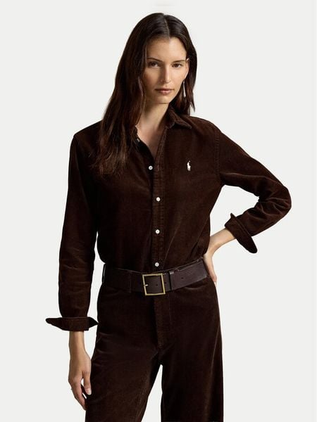 Polo Ralph Lauren Koszula 211A93203009 Brązowy ciemny Regular Fit. Brązowe koszule Polo Ralph Lauren, m, bez wzorów, z bawełny, bez kołnierzyka, bez ramiączek. Za 772.99 zł.