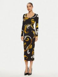 Versace Jeans Couture Sukienka codzienna 78HAO920 JS471 Czarny Regular Fit. Czarne sukienki Versace Jeans Couture, na co dzień, bez wzorów, z jeansu, bez kołnierzyka, bez ramiączek, proste. Za 739.99 zł.