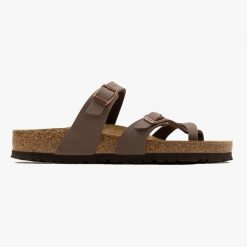 Japonki damskie Birkenstock Mayari BF (71061). Brązowe klapki Birkenstock, bez wzorów, bez obcasa. Za 399.99 zł.