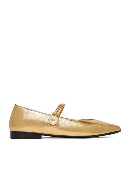 GINO ROSSI Baleriny CEO-ROSE-LT2512-72 Złoty. Żółte baleriny Gino Rossi, bez wzorów, ze skóry, bez obcasa. Za 194.99 zł.