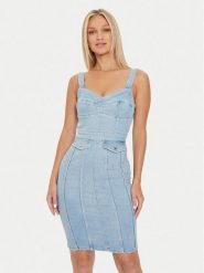 Guess Sukienka jeansowa Lidia W4YK02 D5DX2 Niebieski Slim Fit. Niebieskie sukienki Guess, xs, z aplikacjami, z bawełny, bez kołnierzyka, bez ramiączek. Za 429.99 zł.