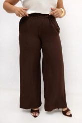 Brązowe eleganckie spodnie damskie Elisa z prostą nogawką | PLUS SIZE OVERSIZE LATO. Brązowe spodnie materiałowe Moda Size Plus Iwanek, do pracy, plus size, bez wzorów, z elastanu, plus size, długie. Za 239.90 zł.