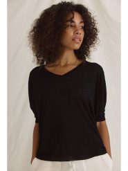 Cotton Candy Koszulka "Helay" w kolorze czarnym rozmiar: M. Czarne bluzki Cotton Candy, m, bez wzorów, z asymetrycznym kołnierzem, bez ramiączek. Za 114.44 zł.
