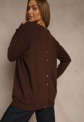 Brązowy Sweter z Kaszmirem Ozdobiony Kieszeniami Saniswena. Brązowe swetry Renee, uniwersalny, bez wzorów, z kaszmiru, bez ramiączek. Za 99.99 zł.