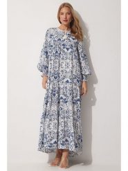 Happiness Istanbul Sukienka w kolorze niebiesko-białym rozmiar: 42. Białe sukienki Happiness Istanbul, bez wzorów, z wiskozy, bez kołnierzyka, bez ramiączek, maxi. Za 100.99 zł.