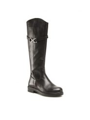 Sergio Bardi Kozaki WI16-A1013-06SB Czarny. Czarne kozaki Sergio Bardi, ze skóry, bez obcasa, na płaskiej podeszwie, bez zapięcia. Za 299.99 zł.