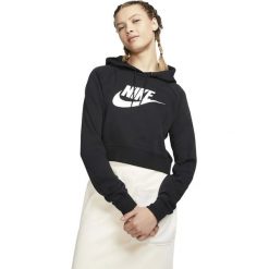 Bluza z kapturem Nike Sportswear Essential Cropped, Kobiety. Czarne bluzy sportowe Nike, l, bez wzorów, z materiału, z kapturem. W wyprzedaży za 186.95 zł.
