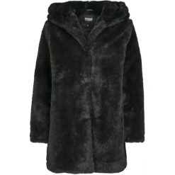 Parka damska w dużych rozmiarach Urban Classic hooded teddy coat. Czarne parki Urban Classics, na zimę, z kapturem. Za 382.90 zł.