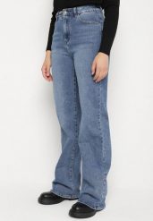 Niebieskie Jeansy z Wiskozą z Wysokim Stanem i Szerokimi Nogawkami Isozela. Niebieskie jeansy Born2be, l, bez wzorów, z podwyższonym stanem. Za 139.99 zł.