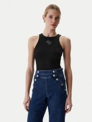 Guess Top W6RP39 KD092 Czarny Regular Fit. Czarne topy Guess, s, z aplikacjami, z syntetyku, bez kołnierzyka, bez ramiączek. Za 179.99 zł.